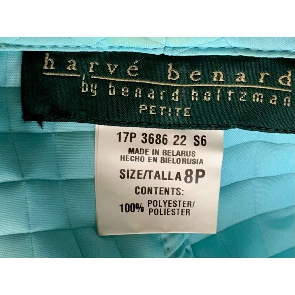 Harvé Benard Womens Petite Long Sleeve Turquoise Quilted Open Front Jacket 8P - Picture 3 of 10